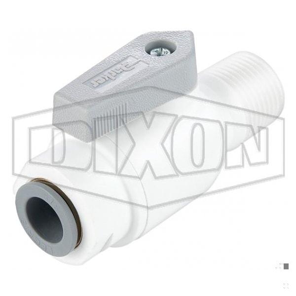 Dixon TrueSeal Ball Valve, 3/8 x 1/4 in, Tube x Male NPTF Connector, Glass-Reinforced Polypropylene Body PP6VMC4-MG - main